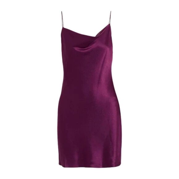 NWT ALICE + OLIVIA Boysenberry Purple Plum Satin Slip Dress - Picture 3 of 7